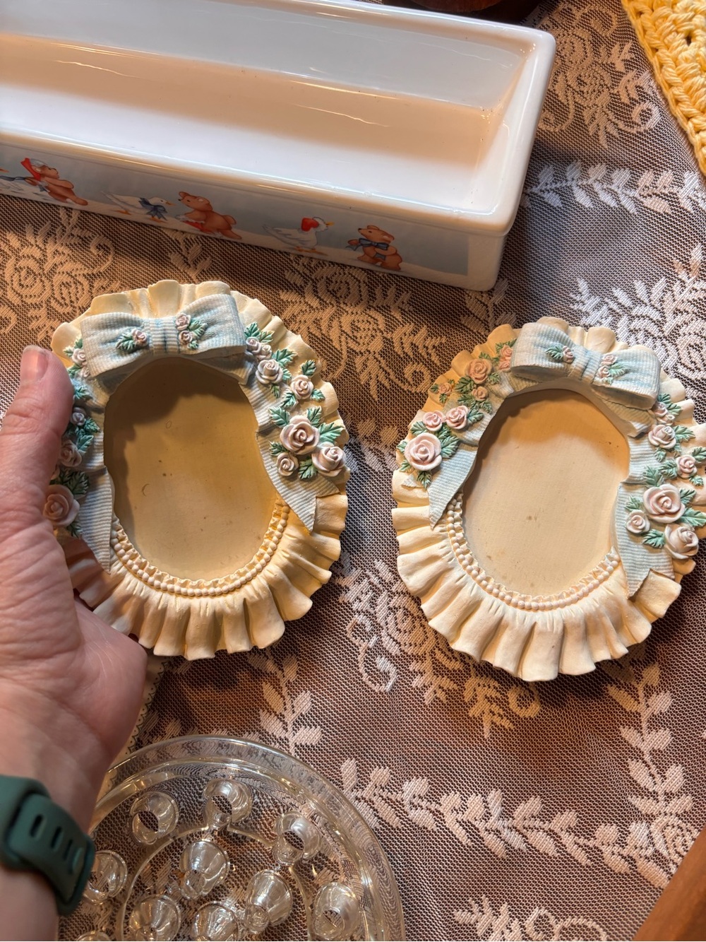 Bow frame Decorative Cream and Pastel Blue